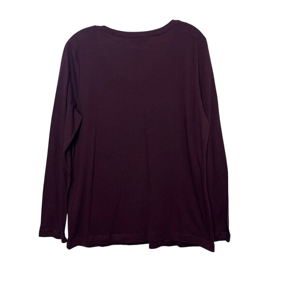 Charter Club Intimates Long Sleeve Pajama Top Womens Large Burgundy New - Picture 2 of 7